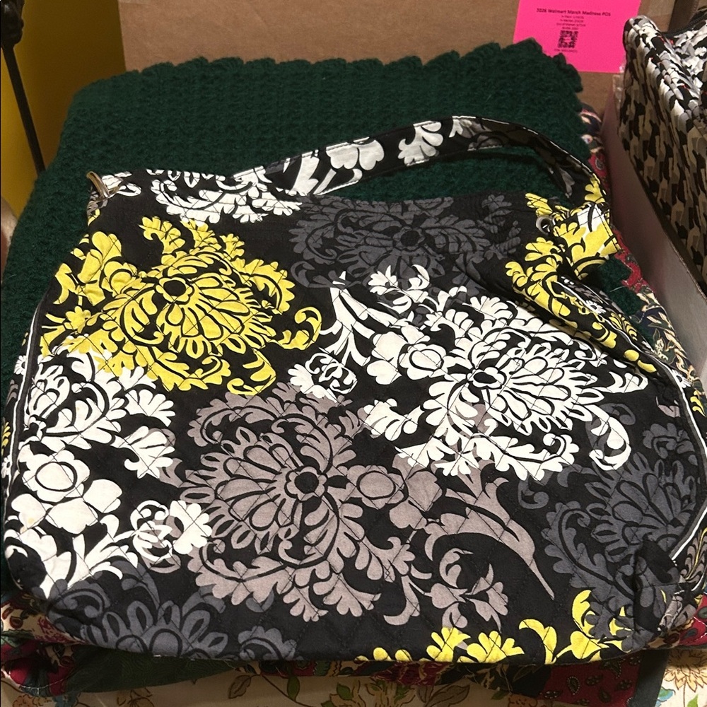 Vera Bradley Black and Yellow Floral Shoulder Bag